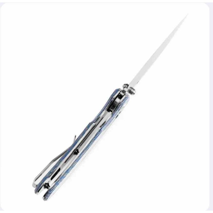 Couteau Tenable Nesstreet  Blue Manche Micarta Lame Sheepsfoot Acier 14C28N IKBS Button Lock Clip T1039F5 - Livraison Gratuite
