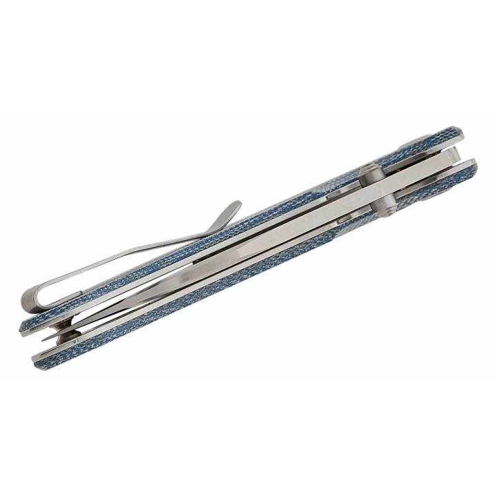 Couteau Tenable Nesstreet  Blue Manche Micarta Lame Sheepsfoot Acier 14C28N IKBS Button Lock Clip T1039F5 - Livraison Gratuite