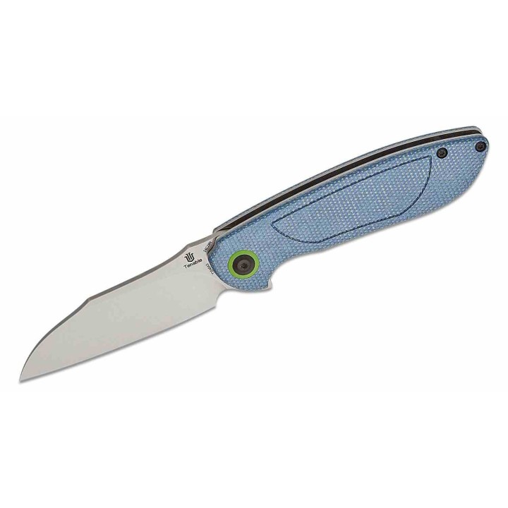 Couteau Tenable Prometheus Blue Manche Micarta Lame Acier 14C28N SW Sheepsfoot IKBS Liner Lock Clip T1040A3 - Livraison Gratuite