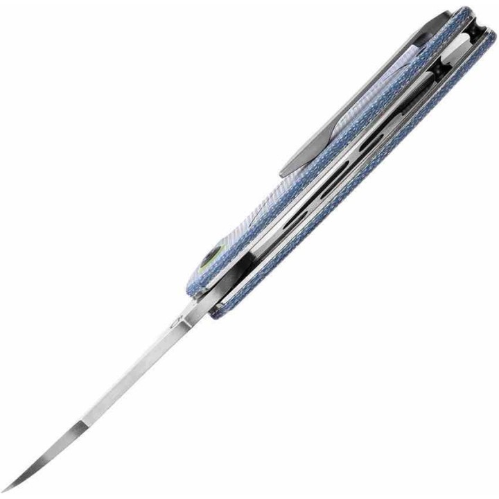 Couteau Tenable Prometheus Blue Manche Micarta Lame Acier 14C28N SW Sheepsfoot IKBS Liner Lock Clip T1040A3 - Livraison Gratuite