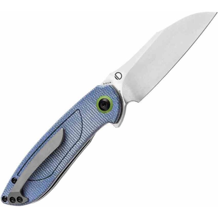 Couteau Tenable Prometheus Blue Manche Micarta Lame Acier 14C28N SW Sheepsfoot IKBS Liner Lock Clip T1040A3 - Livraison Gratuite