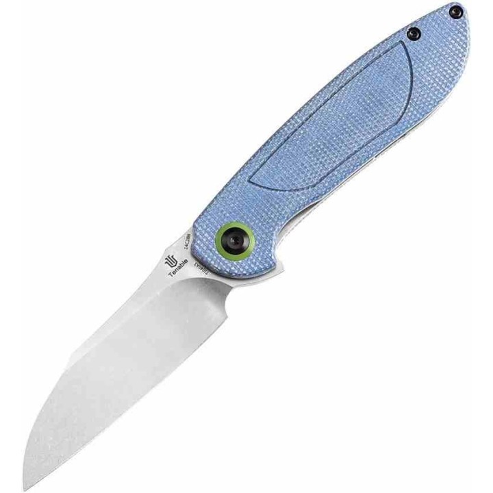Couteau Tenable Prometheus Blue Manche Micarta Lame Acier 14C28N SW Sheepsfoot IKBS Liner Lock Clip T1040A3 - Livraison Gratuite