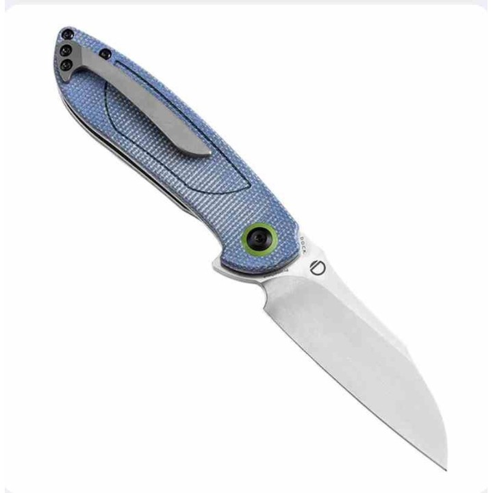 Couteau Tenable Prometheus Blue Manche Micarta Lame Acier 14C28N SW Sheepsfoot IKBS Liner Lock Clip T1040A3 - Livraison Gratuite