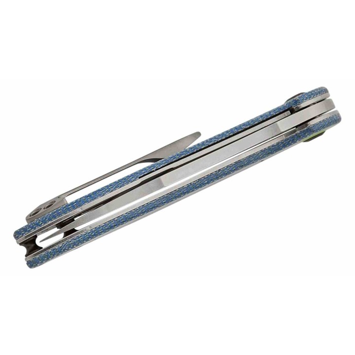 Couteau Tenable Prometheus Blue Manche Micarta Lame Acier 14C28N SW Sheepsfoot IKBS Liner Lock Clip T1040A3 - Livraison Gratuite