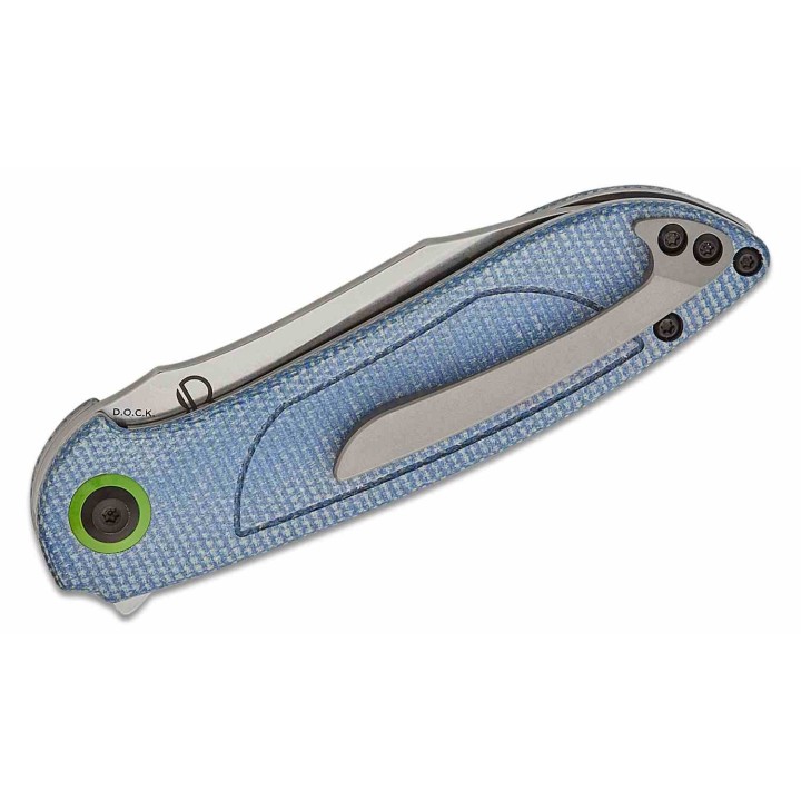 Couteau Tenable Prometheus Blue Manche Micarta Lame Acier 14C28N SW Sheepsfoot IKBS Liner Lock Clip T1040A3 - Livraison Gratuite