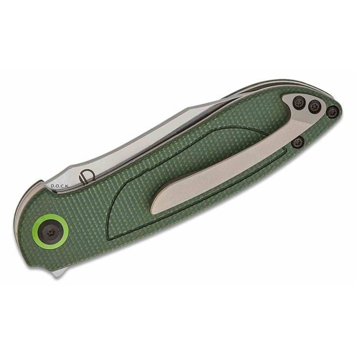 Couteau Tenable Prometheus Green Manche Micarta Lame Acier 14C28N SW Sheepsfoot IKBS Liner Lock T1040A2 - Livraison Gratuite