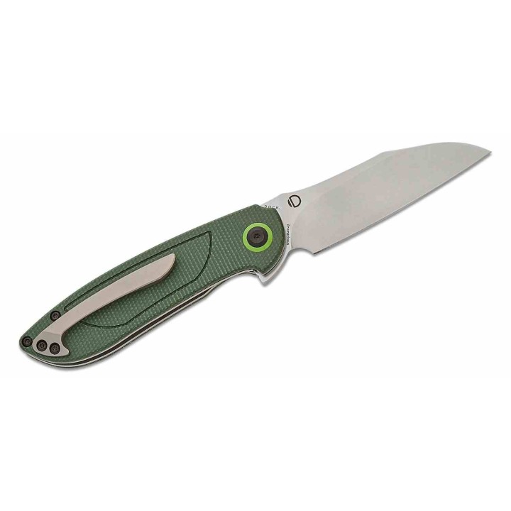 Couteau Tenable Prometheus Green Manche Micarta Lame Acier 14C28N SW Sheepsfoot IKBS Liner Lock T1040A2 - Livraison Gratuite