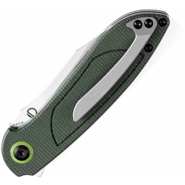 Couteau Tenable Prometheus Green Manche Micarta Lame Acier 14C28N SW Sheepsfoot IKBS Liner Lock T1040A2 - Livraison Gratuite