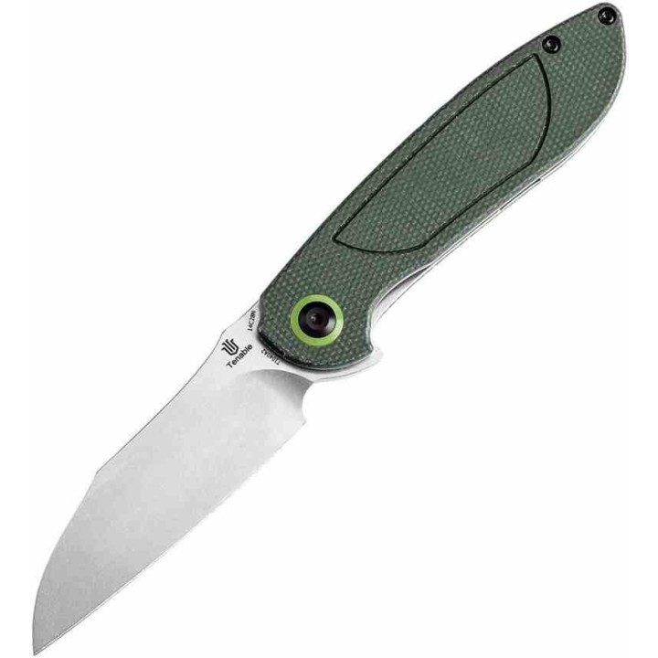 Couteau Tenable Prometheus Green Manche Micarta Lame Acier 14C28N SW Sheepsfoot IKBS Liner Lock T1040A2 - Livraison Gratuite
