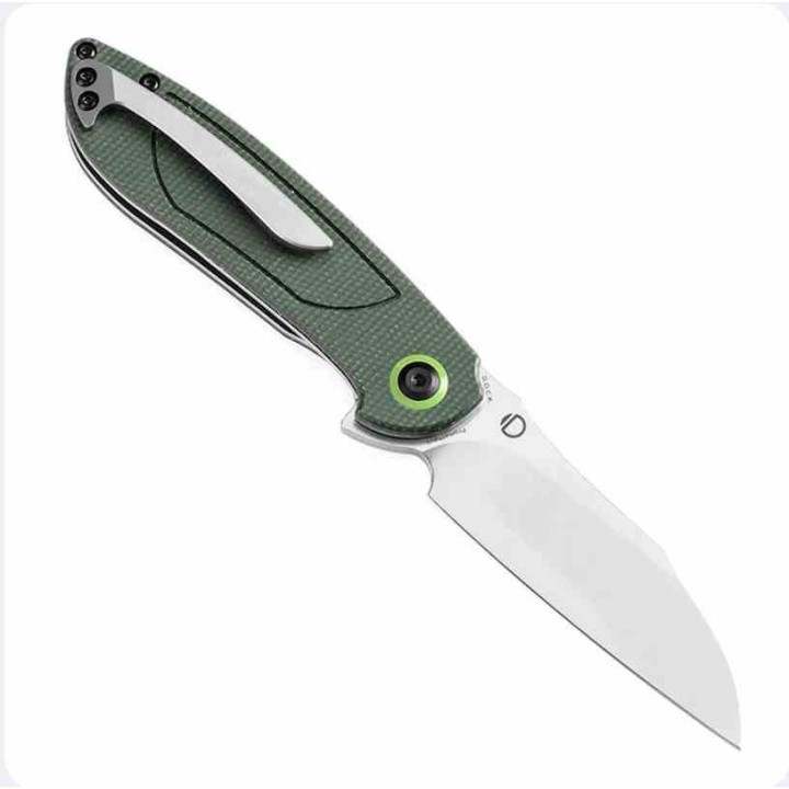 Couteau Tenable Prometheus Green Manche Micarta Lame Acier 14C28N SW Sheepsfoot IKBS Liner Lock T1040A2 - Livraison Gratuite