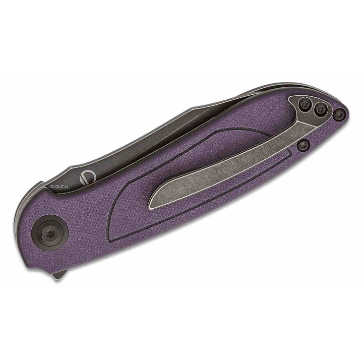 Couteau Tenable Prometheus Purple/Black Manche G10 Lame Acier 14C28N IKBS Liner Lock Clip T1040A4 - Livraison Gratuite