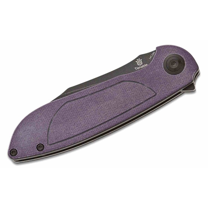 Couteau Tenable Prometheus Purple/Black Manche G10 Lame Acier 14C28N IKBS Liner Lock Clip T1040A4 - Livraison Gratuite