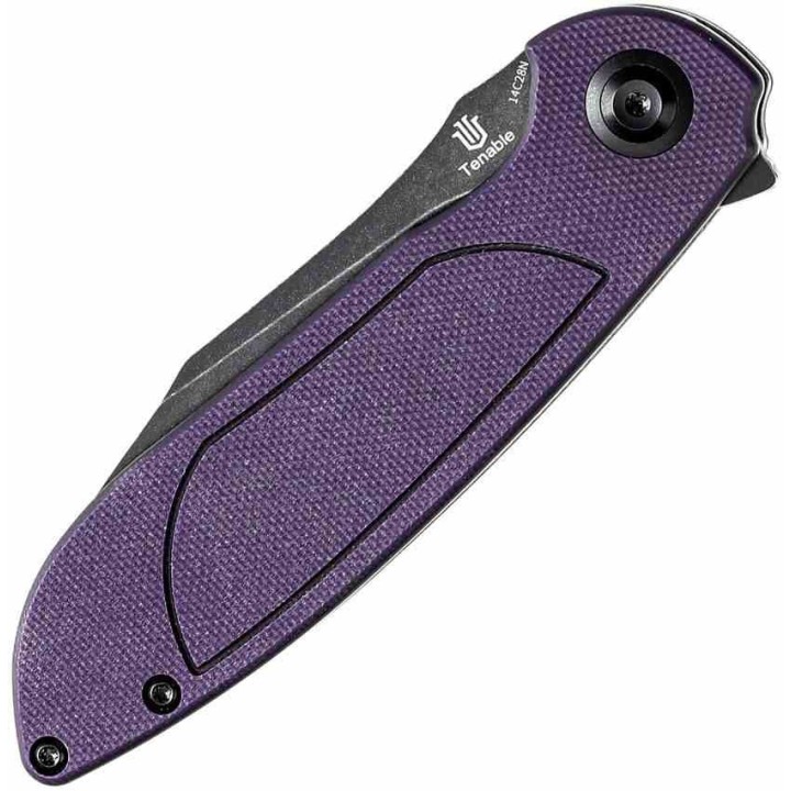 Couteau Tenable Prometheus Purple/Black Manche G10 Lame Acier 14C28N IKBS Liner Lock Clip T1040A4 - Livraison Gratuite