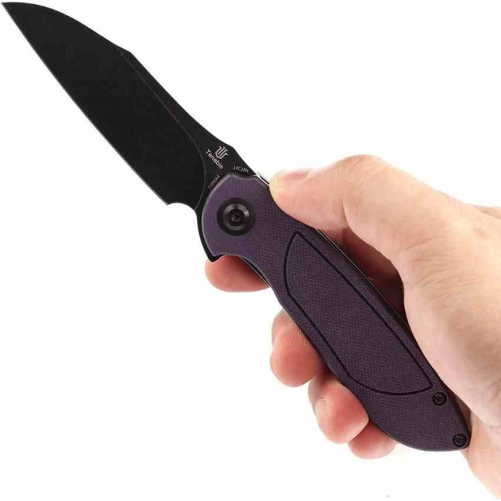 Couteau Tenable Prometheus Purple/Black Manche G10 Lame Acier 14C28N IKBS Liner Lock Clip T1040A4 - Livraison Gratuite