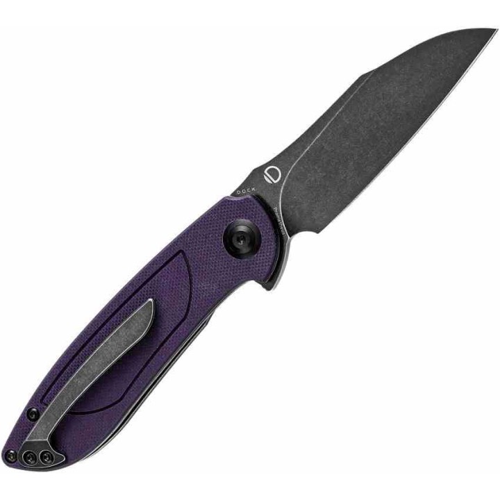 Couteau Tenable Prometheus Purple/Black Manche G10 Lame Acier 14C28N IKBS Liner Lock Clip T1040A4 - Livraison Gratuite