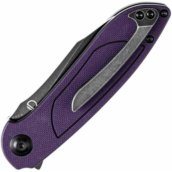 Couteau Tenable Prometheus Purple/Black Manche G10 Lame Acier 14C28N IKBS Liner Lock Clip T1040A4 - Livraison Gratuite