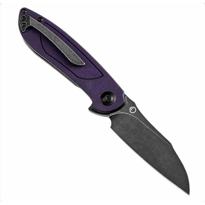 Couteau Tenable Prometheus Purple/Black Manche G10 Lame Acier 14C28N IKBS Liner Lock Clip T1040A4 - Livraison Gratuite