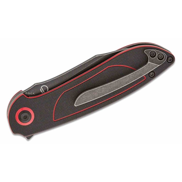 Couteau Tenable Prometheus Black/Red Manche G10 Lame Acier 14C28N BLK Sheepsfoot IKBS Liner Lock T1040A1 - Livraison Gratuite