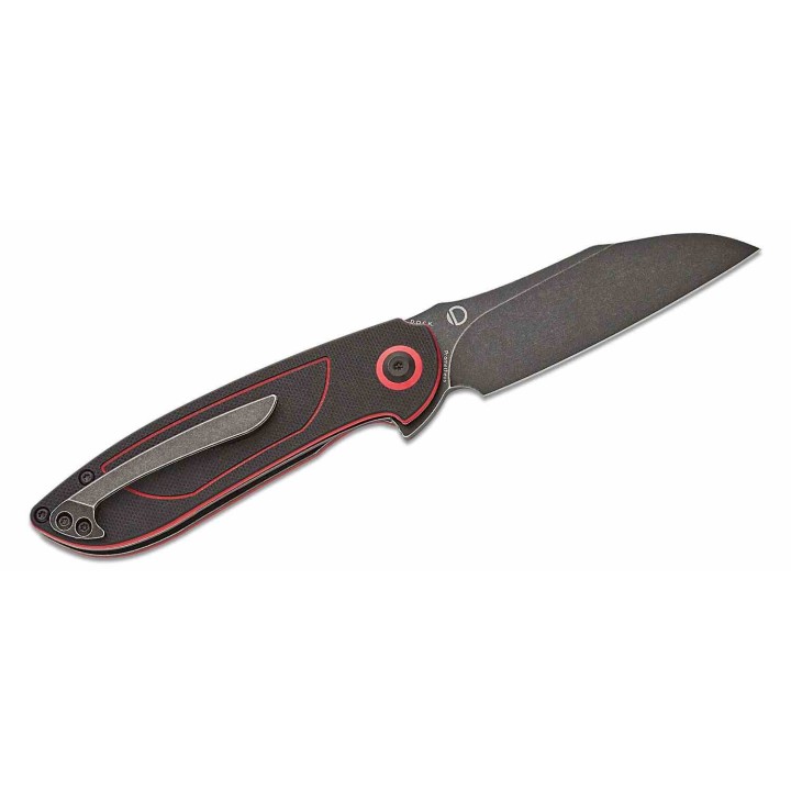 Couteau Tenable Prometheus Black/Red Manche G10 Lame Acier 14C28N BLK Sheepsfoot IKBS Liner Lock T1040A1 - Livraison Gratuite