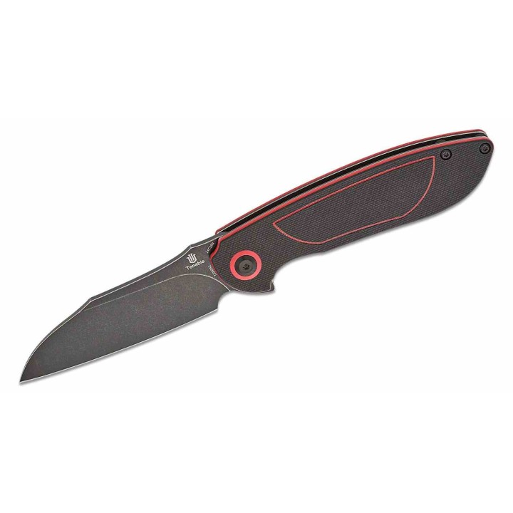 Couteau Tenable Prometheus Black/Red Manche G10 Lame Acier 14C28N BLK Sheepsfoot IKBS Liner Lock T1040A1 - Livraison Gratuite