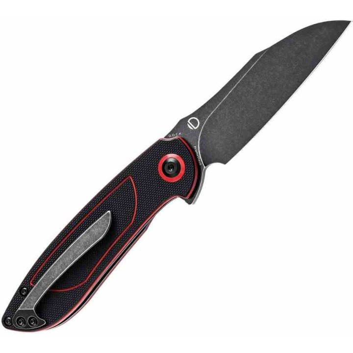 Couteau Tenable Prometheus Black/Red Manche G10 Lame Acier 14C28N BLK Sheepsfoot IKBS Liner Lock T1040A1 - Livraison Gratuite