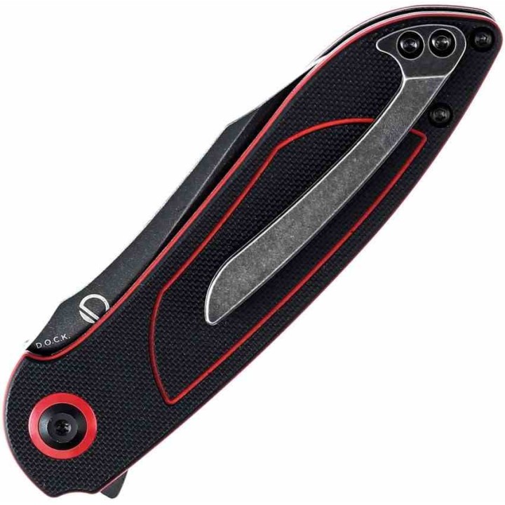 Couteau Tenable Prometheus Black/Red Manche G10 Lame Acier 14C28N BLK Sheepsfoot IKBS Liner Lock T1040A1 - Livraison Gratuite