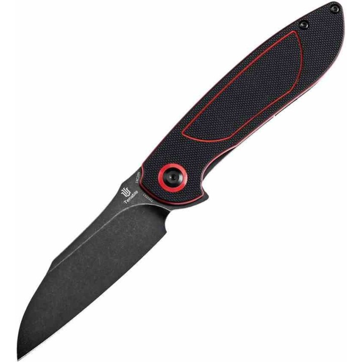 Couteau Tenable Prometheus Black/Red Manche G10 Lame Acier 14C28N BLK Sheepsfoot IKBS Liner Lock T1040A1 - Livraison Gratuite