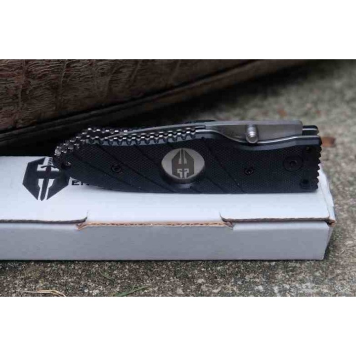 Couteau Hoffner Knives Snap Black Manche G10 Serrated Lame Acier VG-10 Clip Linerlock ATA23 - Livraison Gratuite