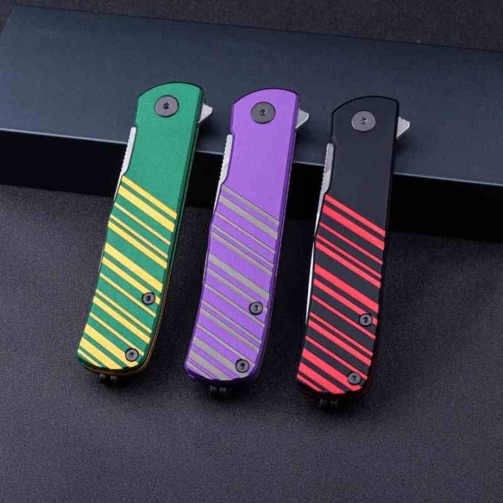 Couteau Real Steel Karly Purple Manche Aluminium Lame Acier VG10 IKBS Linerlock Clip RS6053 - Livraison Gratuite
