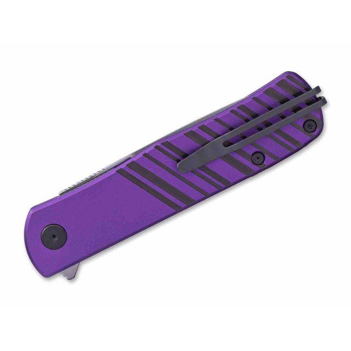 Couteau Real Steel Karly Purple Manche Aluminium Lame Acier VG10 IKBS Linerlock Clip RS6053 - Livraison Gratuite