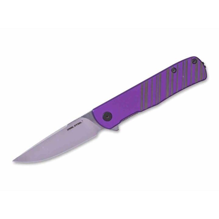 Couteau Real Steel Karly Purple Manche Aluminium Lame Acier VG10 IKBS Linerlock Clip RS6053 - Livraison Gratuite