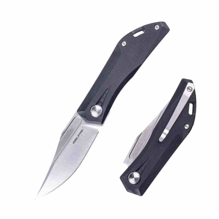 Couteau Real Steel Ventus Black Manche G10 Lame Acier D2 Satin Slip Joint Clip RS7051SB - Livraison Gratuite