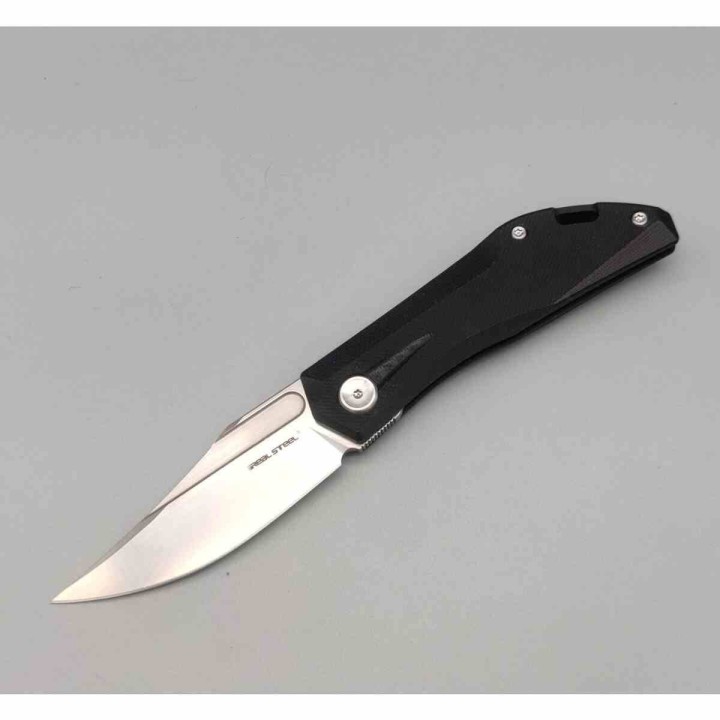 Couteau Real Steel Ventus Black Manche G10 Lame Acier D2 Satin Slip Joint Clip RS7051SB - Livraison Gratuite