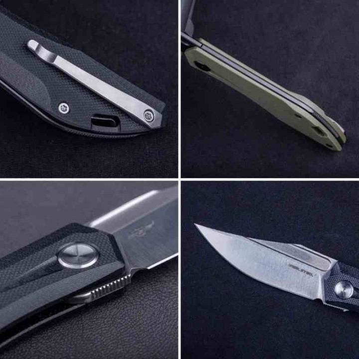 Couteau Real Steel Ventus Black Manche G10 Lame Acier D2 Satin Slip Joint Clip RS7051SB - Livraison Gratuite