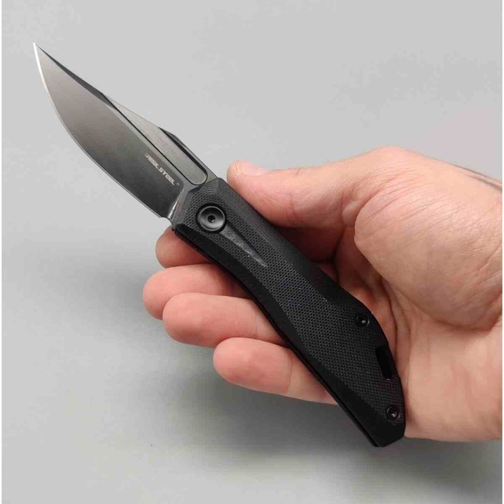 Couteau Real Steel Ventus Black Manche G10 Lame Acier D2 Black Slip Joint Clip RS7051BB - Livraison Gratuite