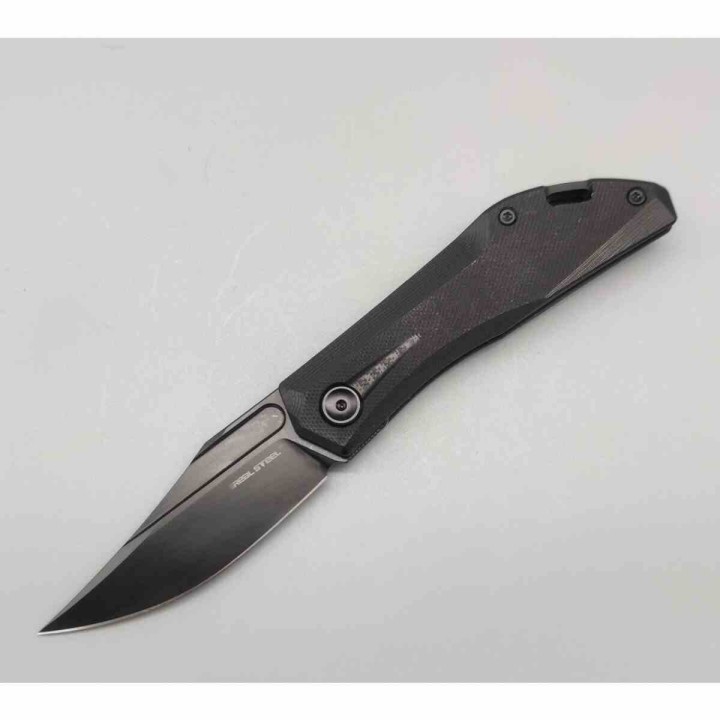 Couteau Real Steel Ventus Black Manche G10 Lame Acier D2 Black Slip Joint Clip RS7051BB - Livraison Gratuite