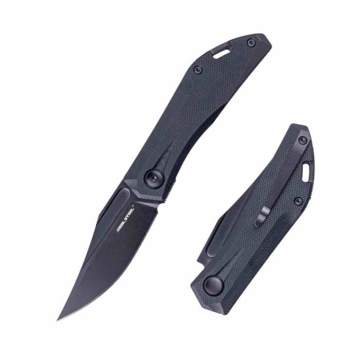 Couteau Real Steel Ventus Black Manche G10 Lame Acier D2 Black Slip Joint Clip RS7051BB - Livraison Gratuite