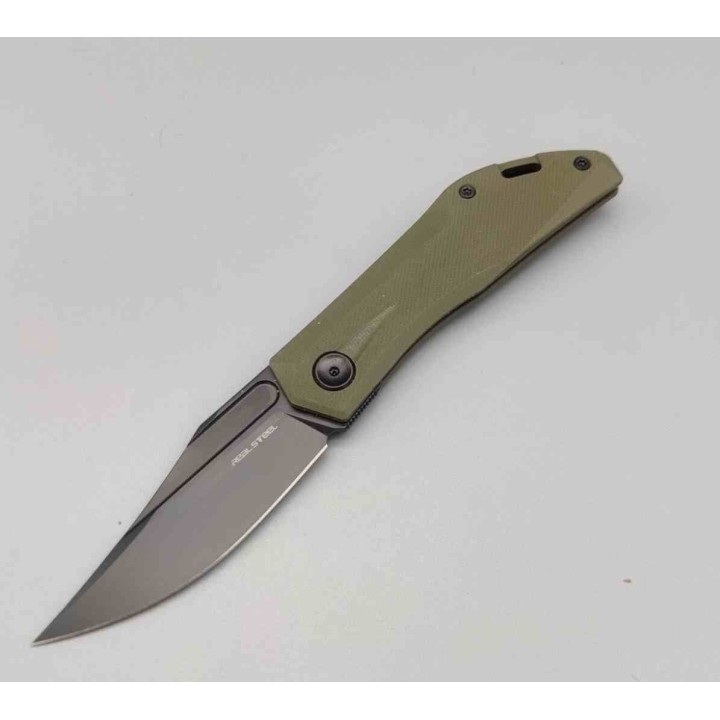 Couteau Real Steel Ventus Od Green Manche G10 Lame Acier D2 Black Slip Joint Clip RS7051BG - Livraison Gratuite