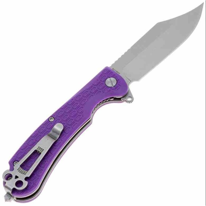 Couteau Daggerr Powie Purple Lame Acier 8Cr14MoV Bowie Manche FRN Linerlock Clip DGRPWFPRSW - Livraison Gratuite