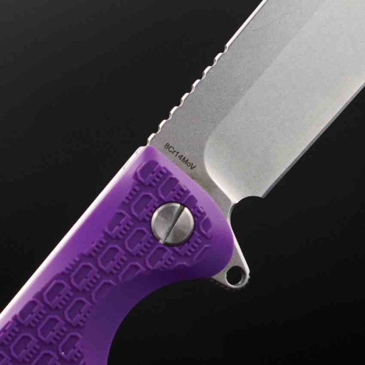 Couteau Daggerr Powie Purple Lame Acier 8Cr14MoV Bowie Manche FRN Linerlock Clip DGRPWFPRSW - Livraison Gratuite