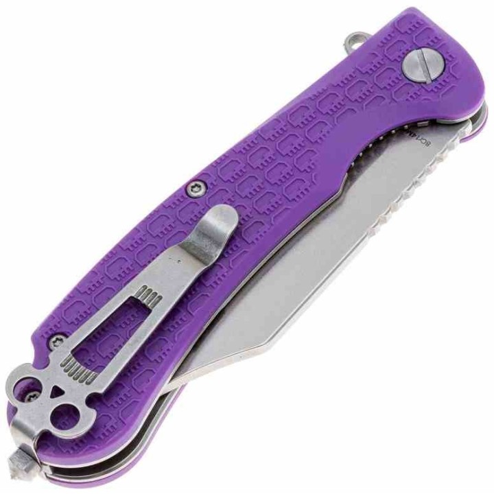 Couteau Daggerr Powie Purple Lame Acier 8Cr14MoV Bowie Manche FRN Linerlock Clip DGRPWFPRSW - Livraison Gratuite