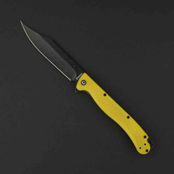Couteau Dagger Toothpick Yellow Manche FRN Lame Acier 8Cr14MoV Black Linerlock CLip DGRTPFYLBW - Livraison Gratuite