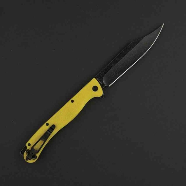 Couteau Dagger Toothpick Yellow Manche FRN Lame Acier 8Cr14MoV Black Linerlock CLip DGRTPFYLBW - Livraison Gratuite