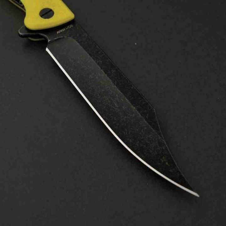 Couteau Dagger Toothpick Yellow Manche FRN Lame Acier 8Cr14MoV Black Linerlock CLip DGRTPFYLBW - Livraison Gratuite
