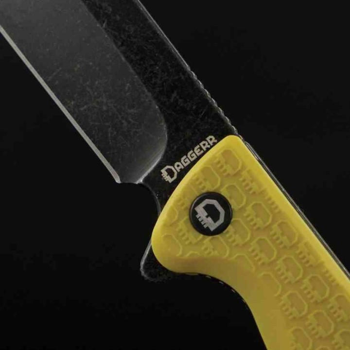 Couteau Dagger Toothpick Yellow Manche FRN Lame Acier 8Cr14MoV Black Linerlock CLip DGRTPFYLBW - Livraison Gratuite
