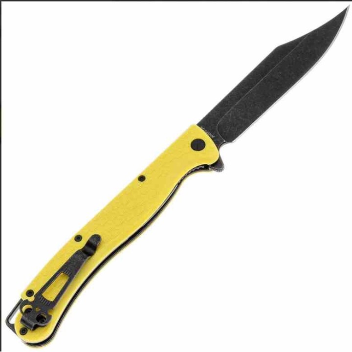 Couteau Dagger Toothpick Yellow Manche FRN Lame Acier 8Cr14MoV Black Linerlock CLip DGRTPFYLBW - Livraison Gratuite