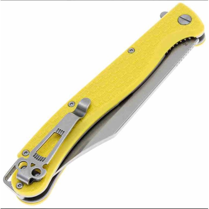 Couteau Daggerr Toothpick Yellow Manche FRN Lame Acier 8Cr14MoV Satin Linerlock CLip DGRTPFYLSW - Livraison Gratuite