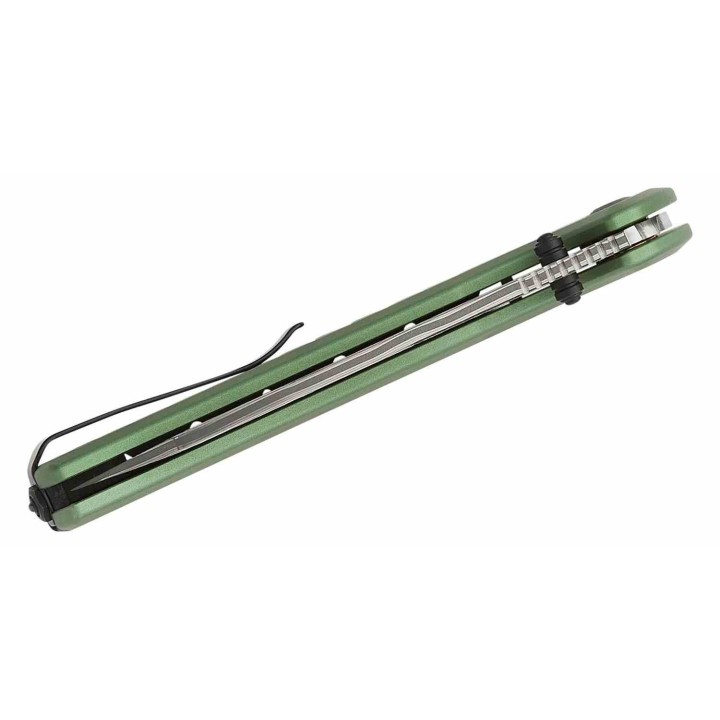 Couteau CIVIVI Sentinel Damas Manche Green Aluminium Lame Damas IKBS Button Lock Clip CIVC22025BDS1 - Livraison Gratuite