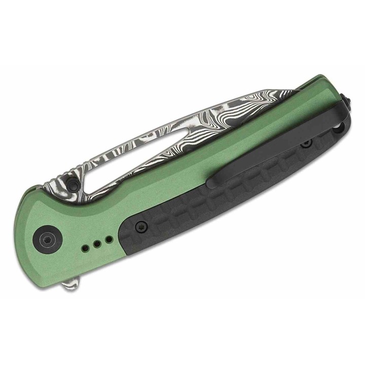 Couteau CIVIVI Sentinel Damas Manche Green Aluminium Lame Damas IKBS Button Lock Clip CIVC22025BDS1 - Livraison Gratuite
