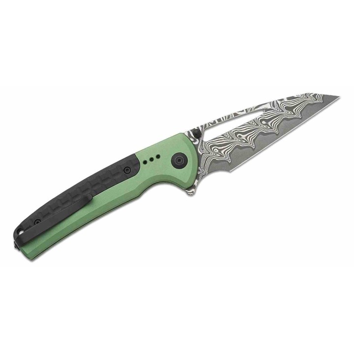 Couteau CIVIVI Sentinel Damas Manche Green Aluminium Lame Damas IKBS Button Lock Clip CIVC22025BDS1 - Livraison Gratuite
